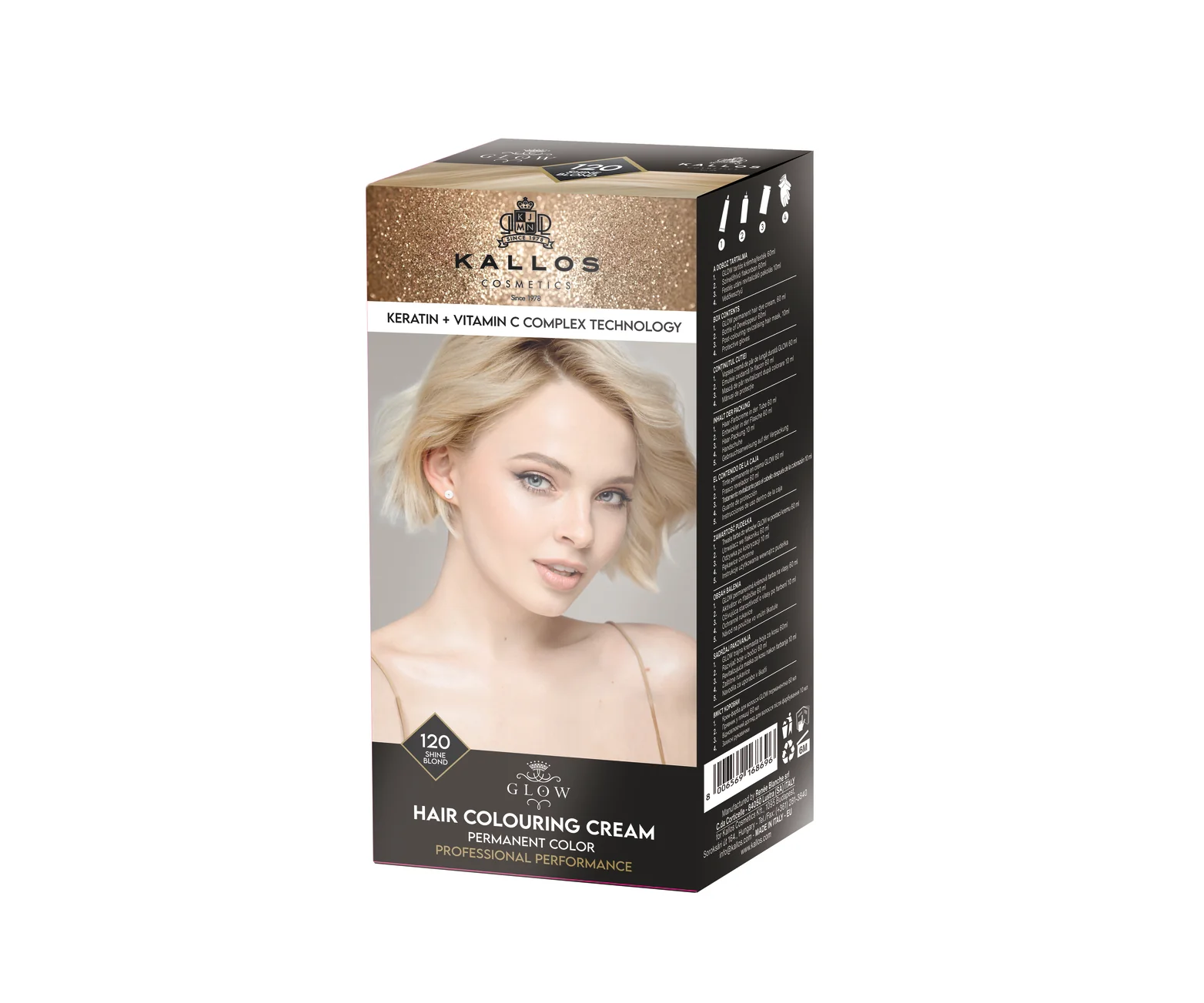 Kallos Glow Vopsea de păr 120, blond luminos, 60 ml