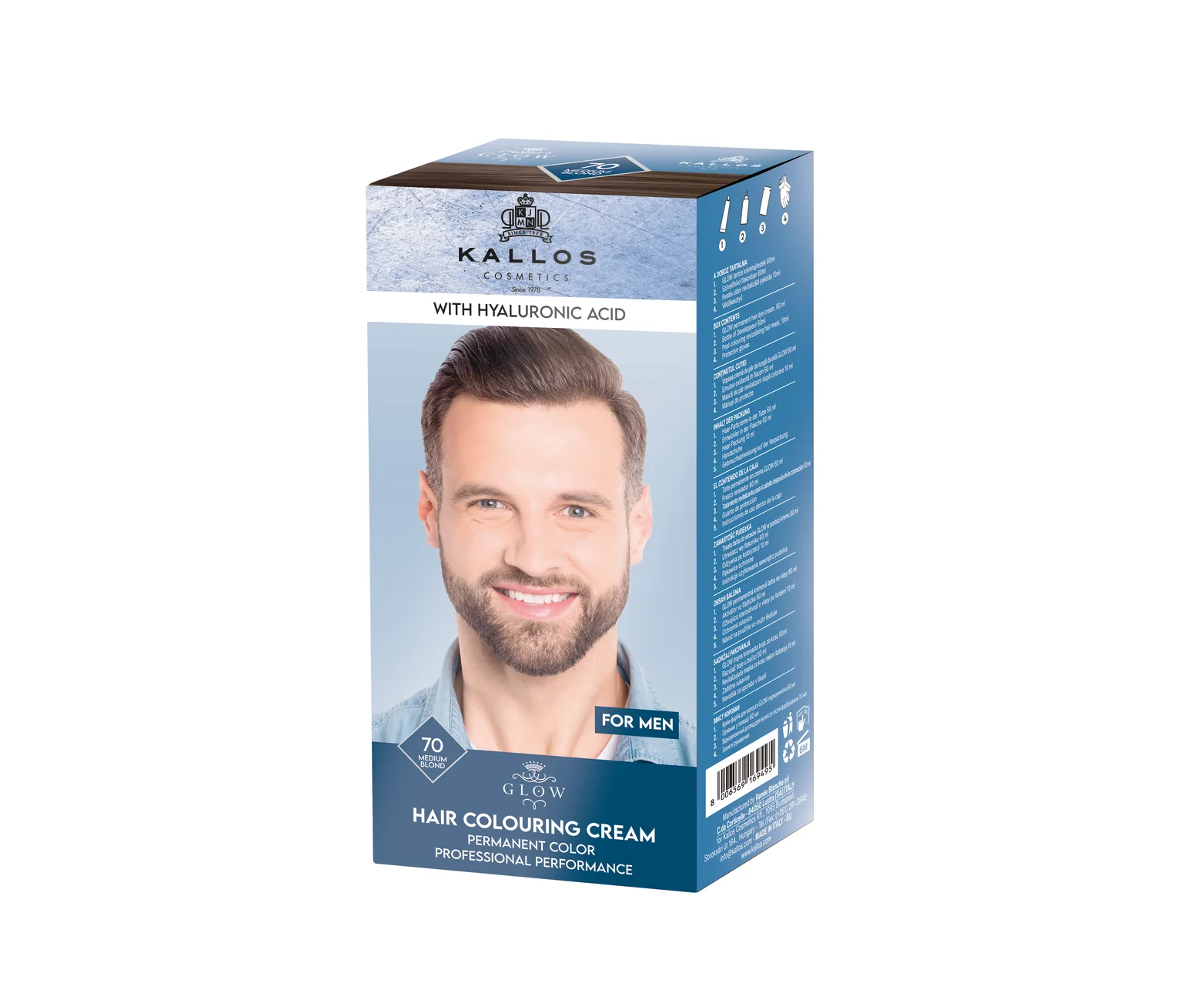 Kallos Glow Vopsea de păr pentru bărbați 70, blond mediu, 60 ml