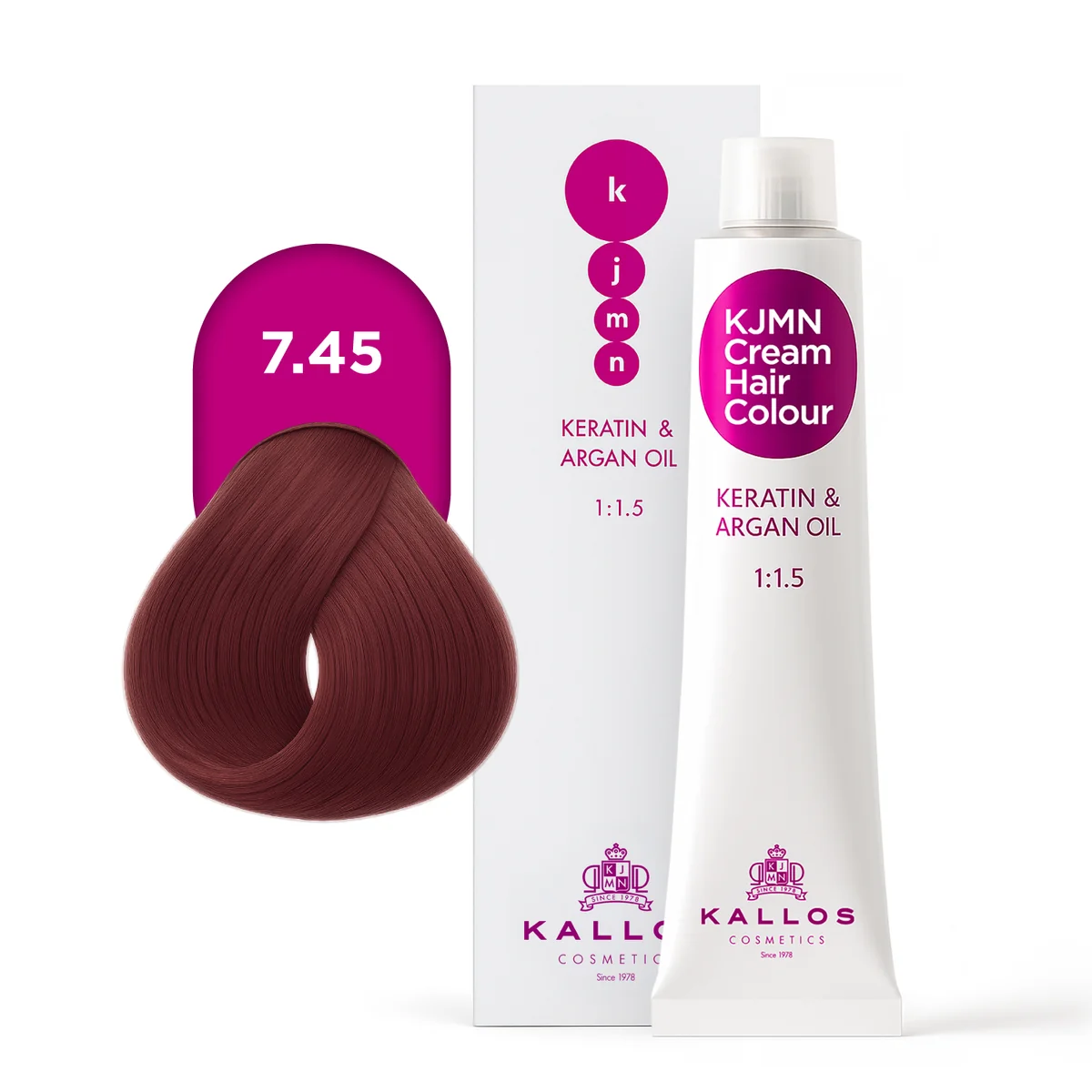 Kallos KJMN Vopsea de par profesionala 7.45 blond mediu cu nuanta de mahon aramiu