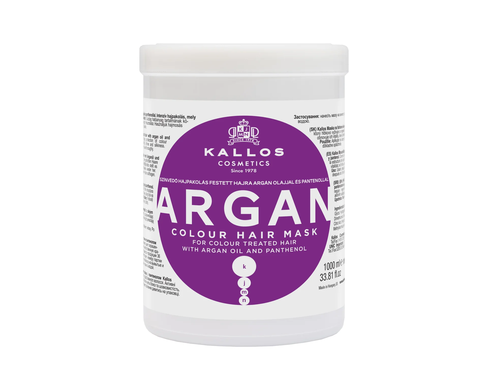 Kallos mască pentru păr vopsit cu ulei de argan și panthenol 1000 ml