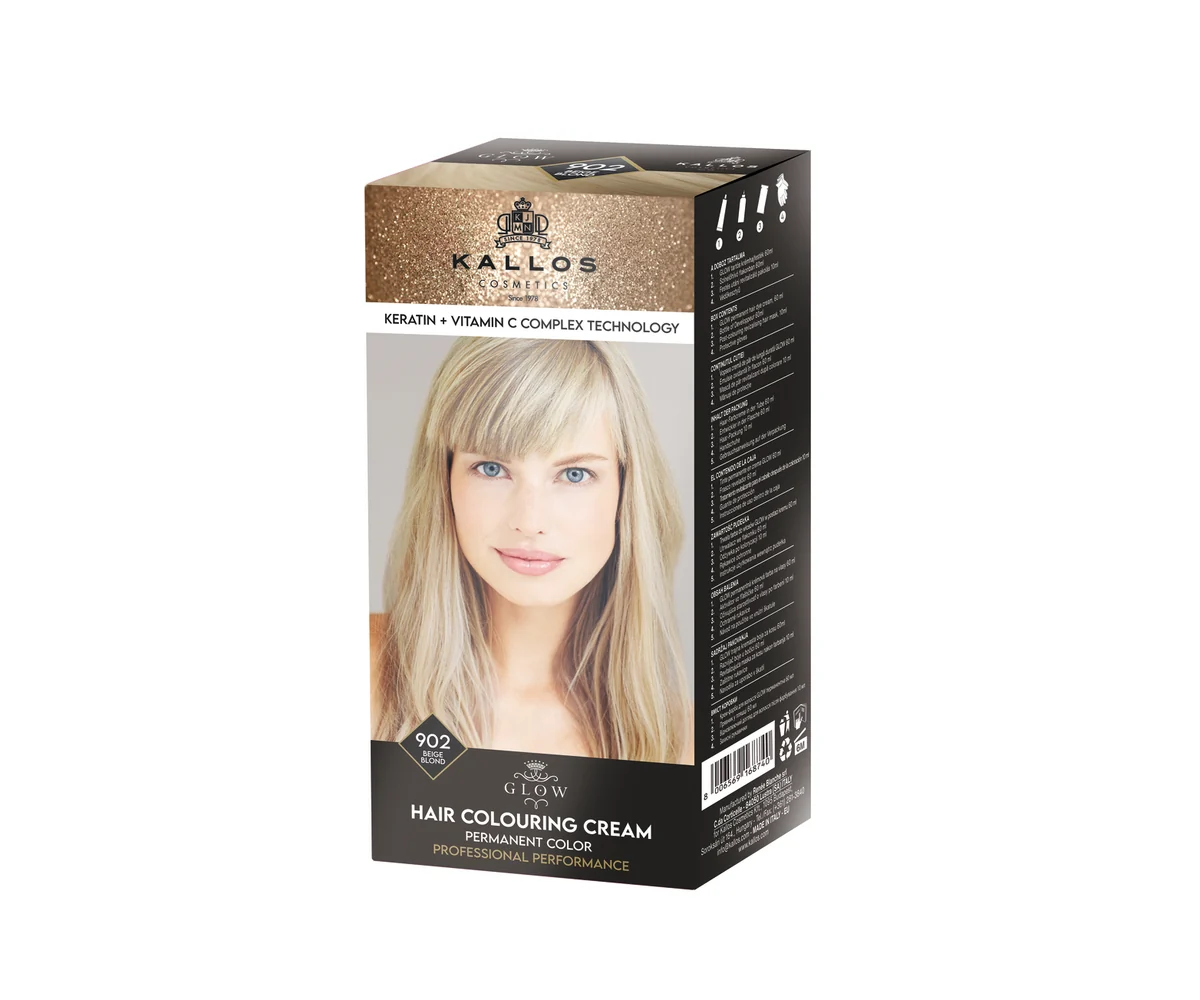vopsea de par crema kallos glow 902 bej blond