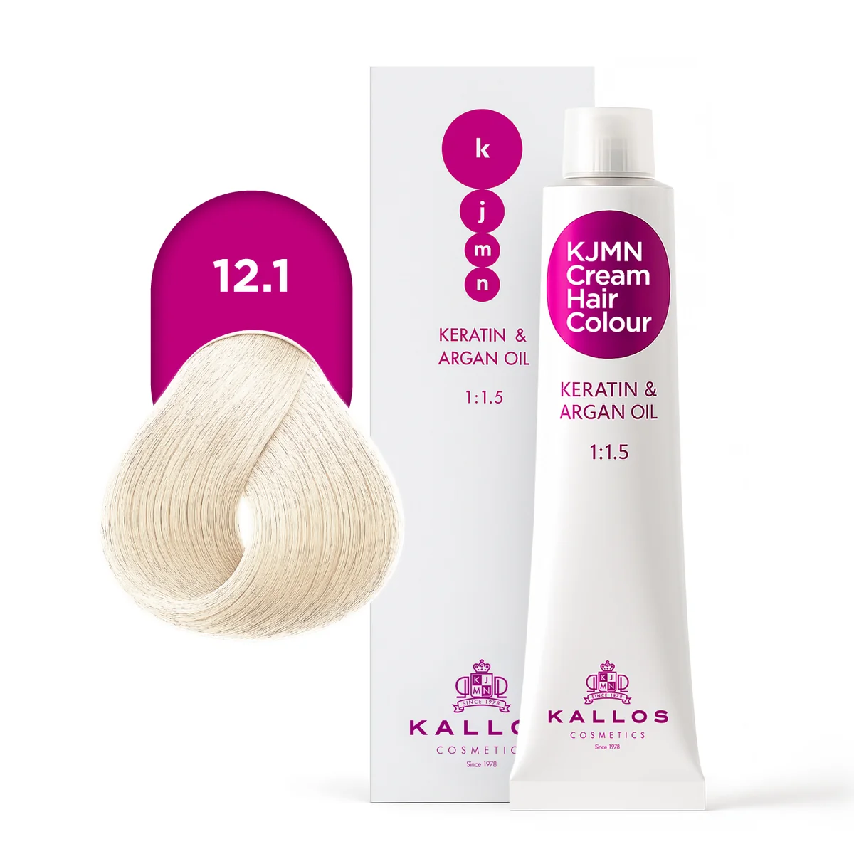 Kallos KJMN Vopsea de par profesionala 12.1, Blond ultra special cu nuanță cenușie, 100 ml