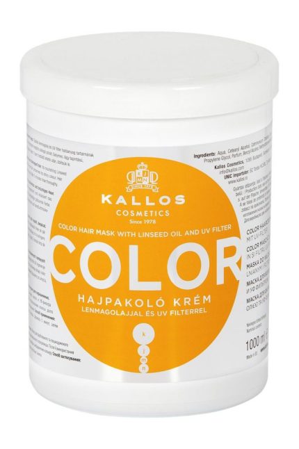 Mască de păr Color cu ulei de seminţe de in şi filtru UV, Kallos KJMN, 1000 ml
