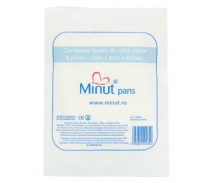 Comprese sterile tăiate 10cm X 8cm Minut