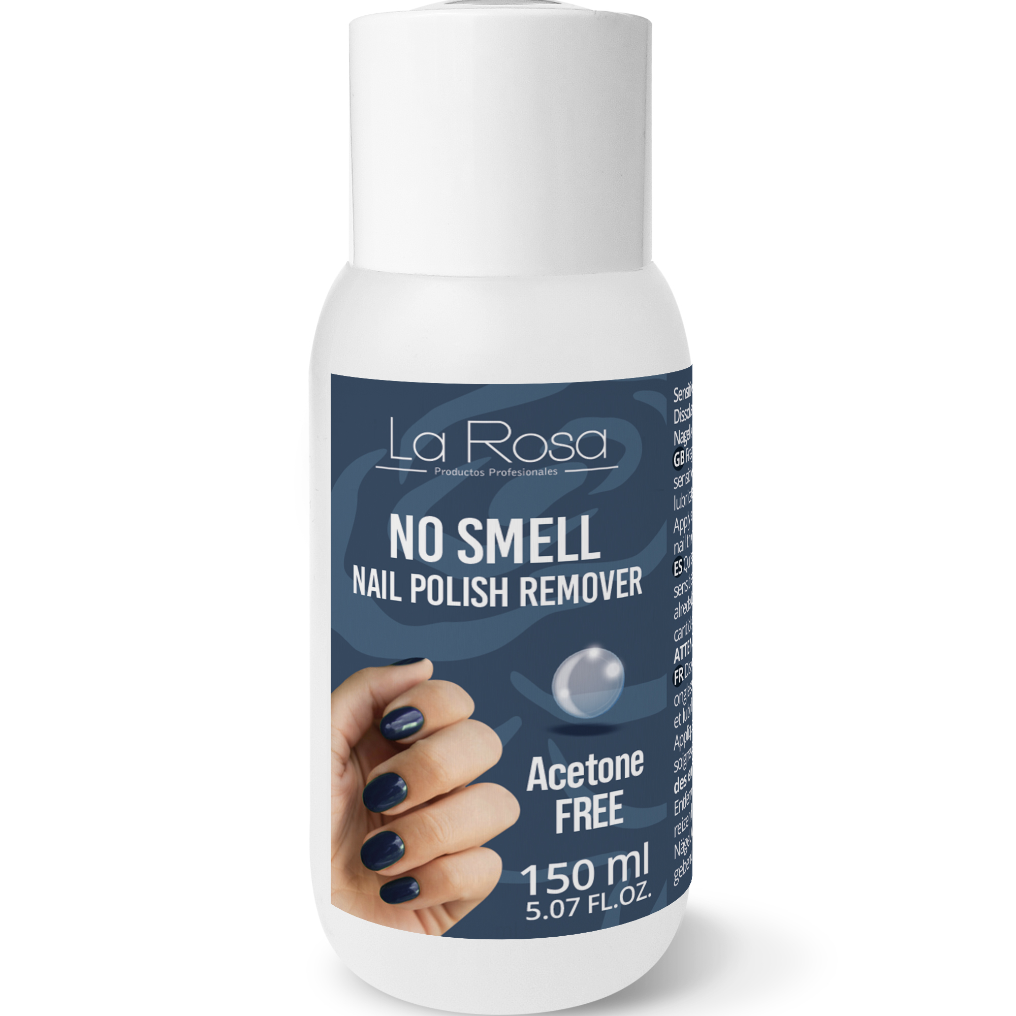 Dizolvant sensitive fără acetonă, fără miros pentru îndepărtarea lacului de unghii La Rosa Profesionales, 150 ml