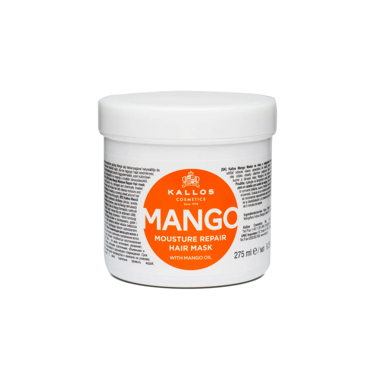 masca de par cu ulei de mango , kallos kjmn ,275 ml