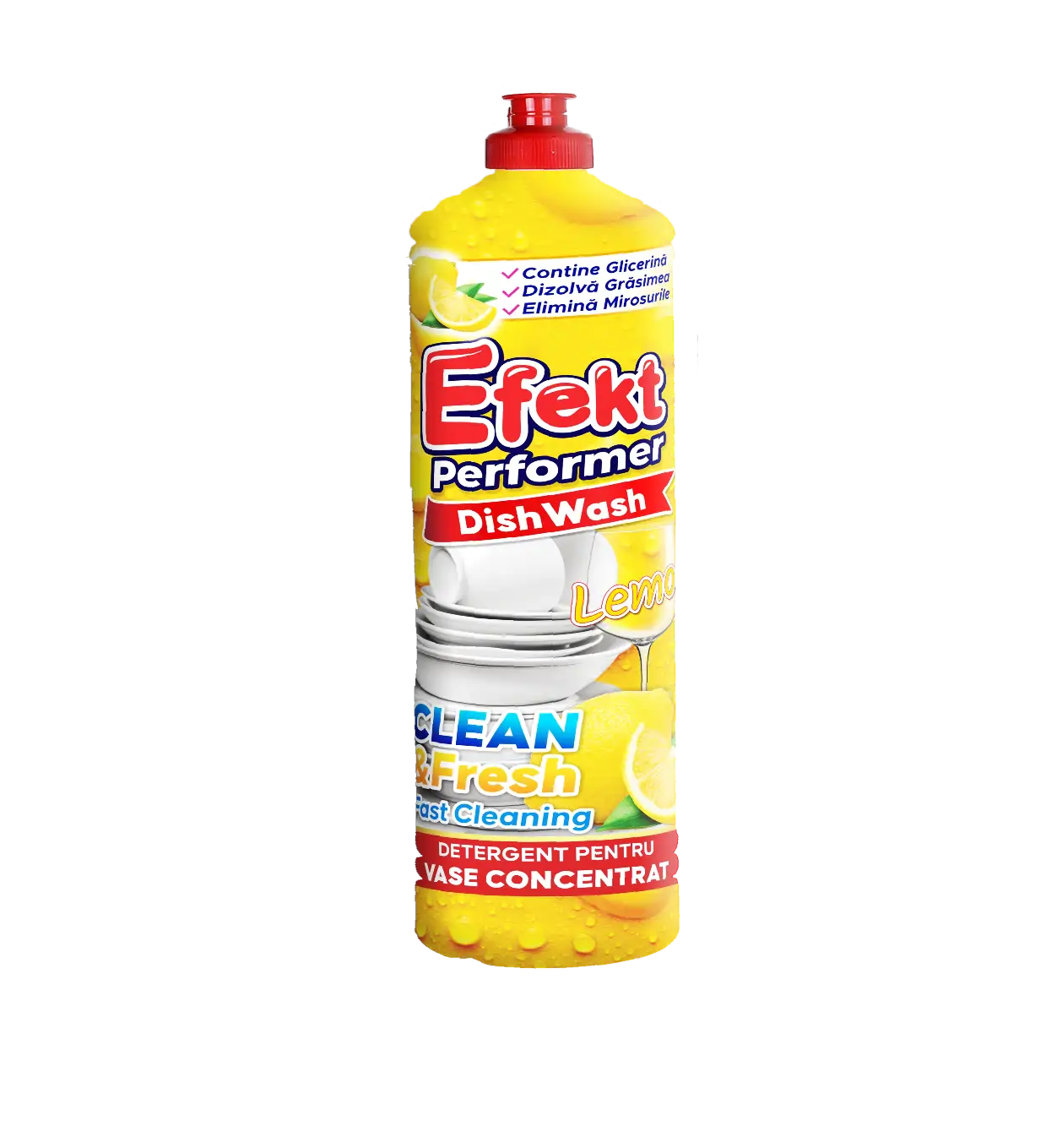 Detergent vase, gel concentrat parfum Lemon, Efekt 1000 ml