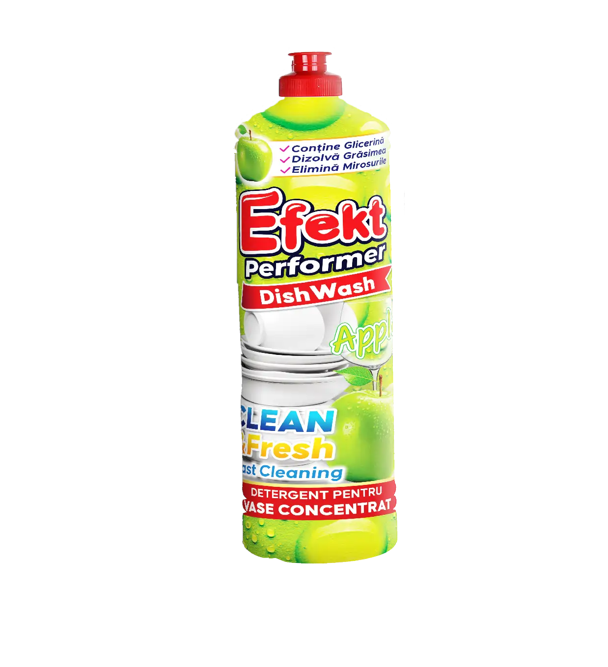 Detergent vase, gel concentrat parfum Măr, Efekt 1000 ml