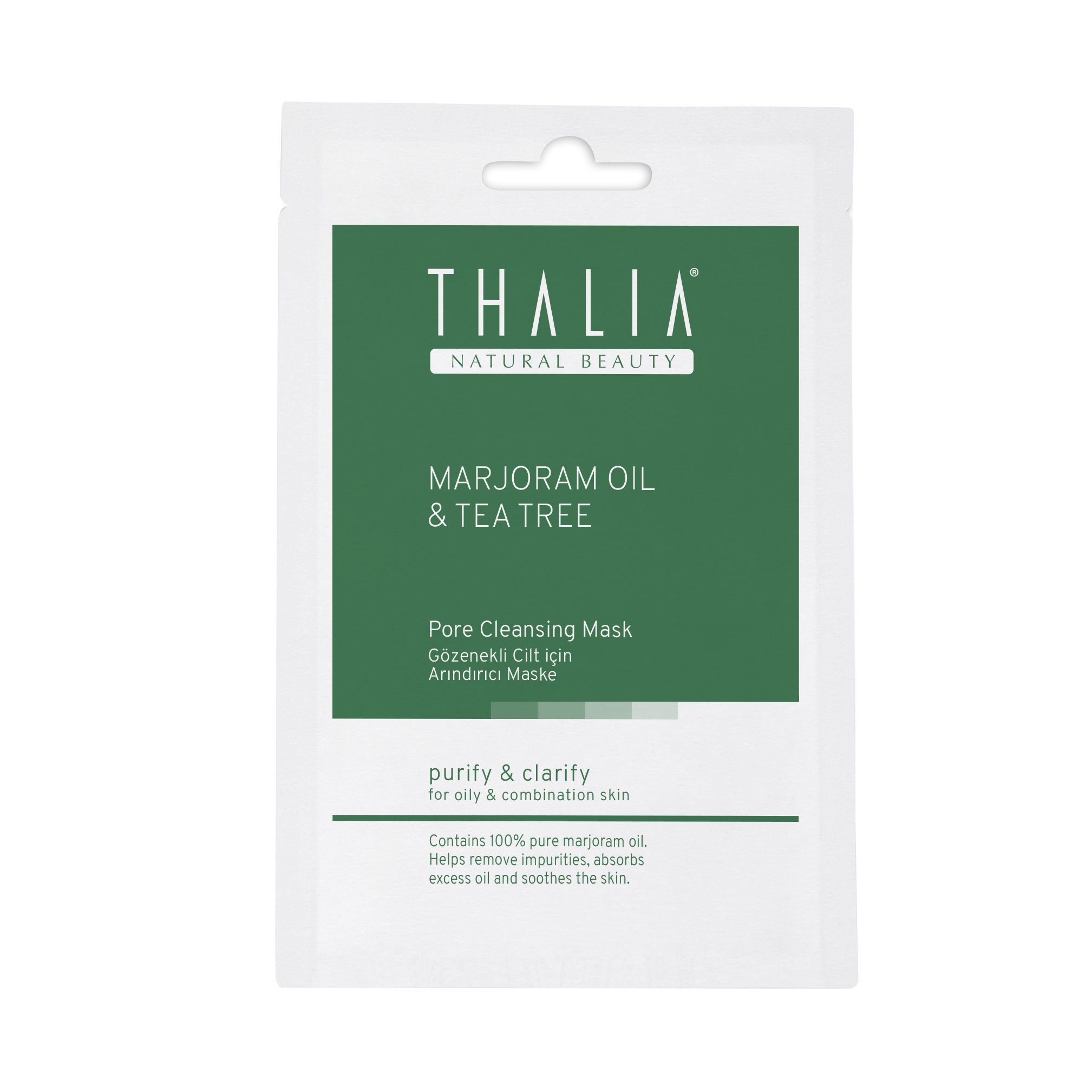 Mască pentru curățarea porilor cu ulei de Marjoram și Arbore de ceai, Thalia 15 ml
